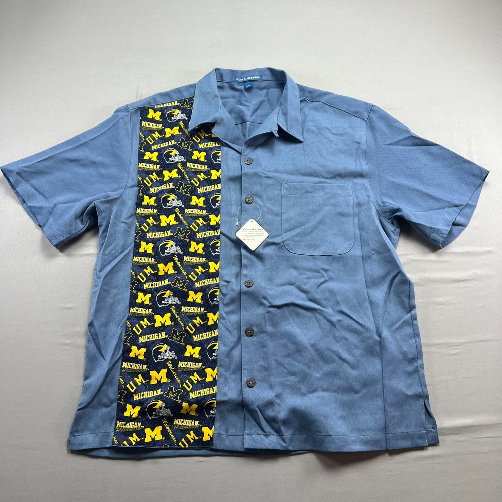 Michigan Wolverines Football Team Shirt Mens Large Blue Port Authority NCAA